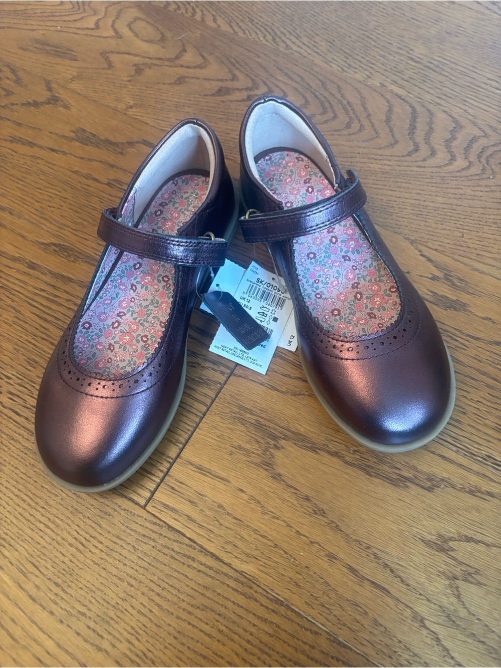 next Metallic Burgundy Leather Mary Jane Shoes